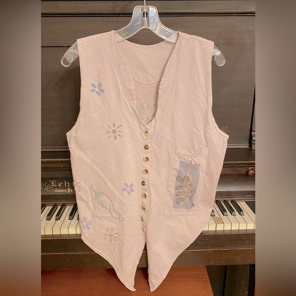 Blue Fish 1994 Pen Pocket Vest with Cropped Back & Original Art